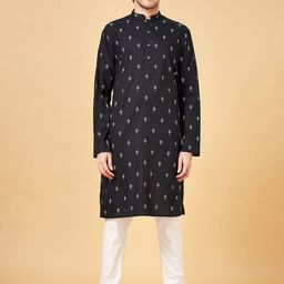 indus route by Pantaloons Men Geometric Flared Sleeves Thread Work Kurta-picture-0