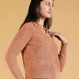 Kotty Women Lapel Collar Crop Pullover image 2