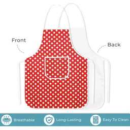 Kuber Industries Pack Of 3 Red & White Dot Printed Aprons With Front Pocket image 3