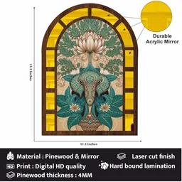 Heritagecrafts Set Of 2 Brown & Blue Textured Wooden Jharokas Wall Decors image 2