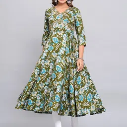 Amar Palace Chikan Hazratganj Floral Printed V-Neck Empire Anarkali Kurta-picture-11