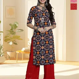 HERE&NOW Women Pack of 3 Ethnic Motifs Printed Daily Straight Kurtas-picture-19