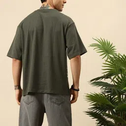 PockMAN Men Bio Finish Solid Round Neck Cotton Oversized T-shirt image 3