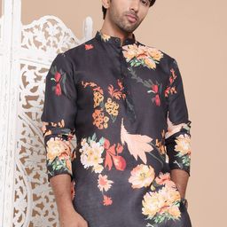Jompers Men Floral Printed Regular Pure Cotton Kurta with Pyjamas-picture-34