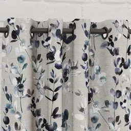 Home Centre Grey & White Set of 2 Floral Window Curtain image 2