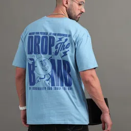 THE BEETEL HOUSE Men Bio Finish Typography Printed Round Neck Cotton Oversized T-shirt-image-19