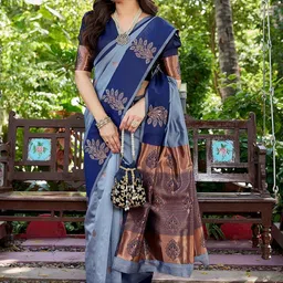 priyashi Ethnic Motifs Zari Silk Cotton Banarasi Saree image 3