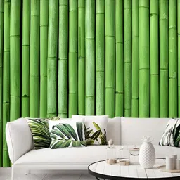 INDIAN ROYALS Green Standing Bamboo Design Printed Self-Adhesive & Durable Wall Sticker image 1