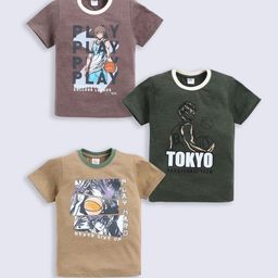 Here&Now X Game Begins Boys Assorted Pack Of 3 Printed T-shirts-picture-19