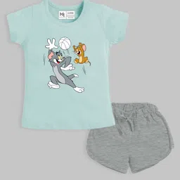 YK X Minute Mirth Girls Printed Pure Cotton Tshirt with Shorts-picture-30