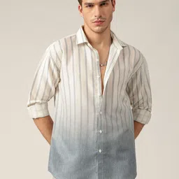 DENNISON Men Comfort Relaxed Fit Vertical Striped Spread Collar Cotton Casual Shirt-image-29