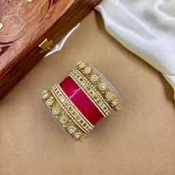 Wedding Chuda by Hitesh Bangles Set Of 28 Stone Studded & Beaded Chuda Bangles image 4