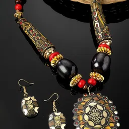 Shining Diva Gold-Plated Crystal Studded & Beaded Jewellery Set-picture-49