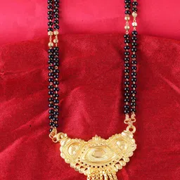 MEENAZ Gold-Plated & Beaded Long Chain Mangalsutra-picture-20