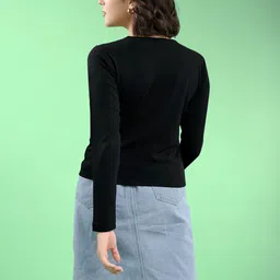 PURVAJA Women Fitted Regular Sleeves V-Neck Solid Top image 2