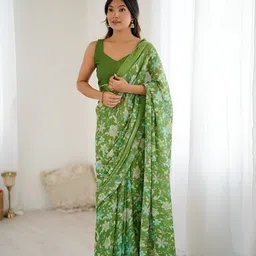 HMP Fashion Floral Printed Saree With Unstitched Blouse Piece-picture-12