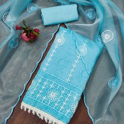 MANVAA Embellished Organza Unstitched Dress Material-image-27