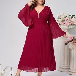 Sztori Women Flared Sleeve Fit & Flare Midi Dress-picture-37