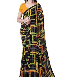 GHAN SALS Geometric Printed Saree With Unstitched Blouse-picture-16