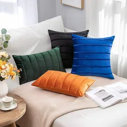 Khooti Blue Set of 2 Striped Square Cushion Covers image 2