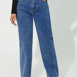 DressBerry Women Comfort Straight Fit High-Rise Light Fade Acid Wash Stretchable Jeans-image-89