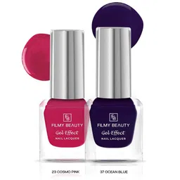 FILMY BEAUTY Set Of 2 Gel Effect Nail Polish- 10 ml Each- Cosmo Pink 23- Ocean Blue 37-picture-28