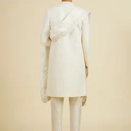 Manyavar Embroidered Mandarin Collar Sherwani Set With Dupatta image 5
