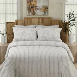 Boutique Living India Isabella White Striped Cotton 500TC King Bedsheet Set 2.74m x 2.74m-picture-30