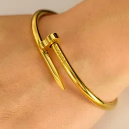 DressBerry Set Of 2 Gold-Plated American Diamond Studded Anti-Tarnish Kada Bracelet image 4