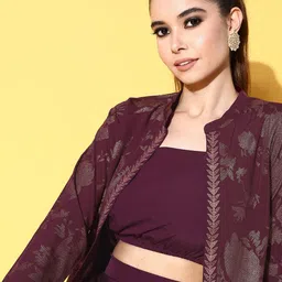 Ahalyaa Shoulder Straps Top & Skirt With Jacket Co-Ords image 2