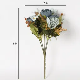 casacraft from pepperfry Blue Fabric Stunning Peony Artificial Flowers image 3