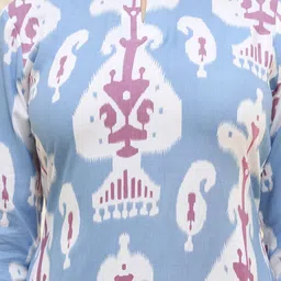 VIBE VISION Ethnic Motifs Printed Round Neck Tunic With Trouser image 4