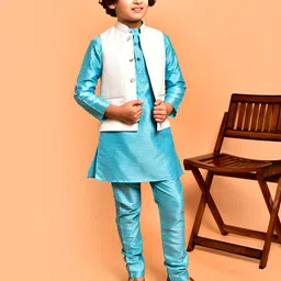 PRINTCULTR Boys Mandarin Collar Straight Kurta with Pyjamas image 5