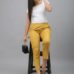 Pittra4ever Women Comfort Pleated Slim Fit High-Rise Trousers image 2