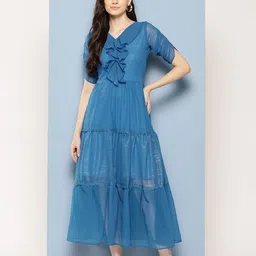 The Roadster Lifestyle Co V-Neck Fit & Flared Tiered Maxi Dress-picture-20