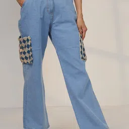 Campus Sutra Women Comfort High-Rise Stretchable Contrast Patch Denim Jeans-image-2