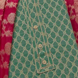 Soch Ethnic Motifs Woven Design Zari Unstitched Dress Material image 3