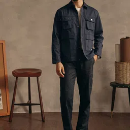 Andamen Men Spread Collar Solid Cotton Tailored Jacket image 4