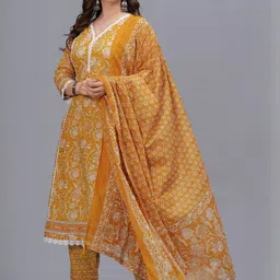 Amayra Women Floral Printed Regular Pure Cotton Set with Palazzos With Dupatta image 2