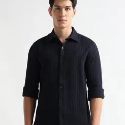 Arrow Men Tailored Fit Textured Spread Collar Cotton Casual Shirt-picture-38