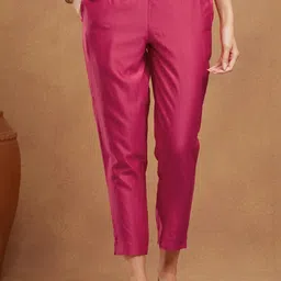 Fabindia Women Solid Regular Fit Mid-Rise Trousers-image-66