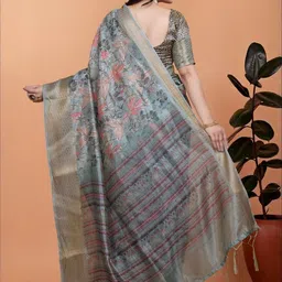 SP TEXTILE CLOTHES Floral Silk Blend Handloom Saree image 2