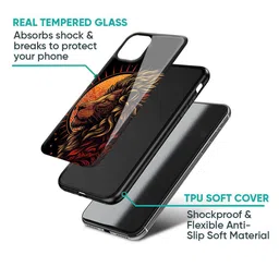 QRIOH Sun Faced Lion Printed Samsung Galaxy F55 5G Glass Back Case Mobile Accessories image 3