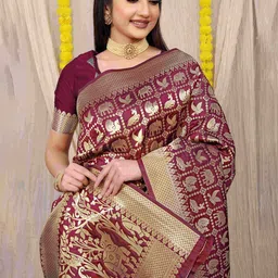 amirat Ethnic Mofits Woven Design Zari Pure Silk Banarasi Saree image 3