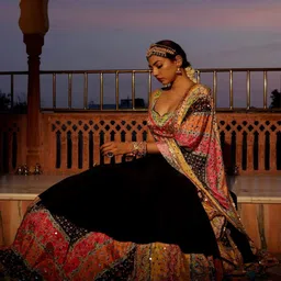 Tussya by Shreya Embroidered Dupatta with Mirror Work image 2