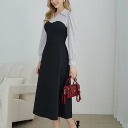 LULU & SKY Colourblocked A-Line Midi Dress image 2