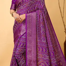 Anouk Rustic Bandhani Zari Silk Blend Bandhani Saree image 4
