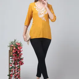 ERUDITE CLUB Ethnic Motifs Embroidered V-Neck Thread Work Thread Work Kurti image 5