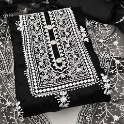 Ishin Embroidered Organza Unstitched Dress Material-image-36