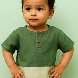 EARTHY TWEENS Boys Colourblocked Henley Neck Cotton T-shirt-picture-28